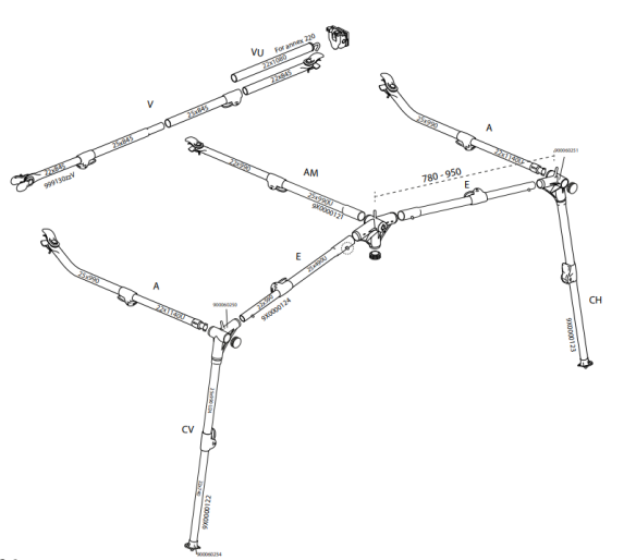 Isabella Zinox Gestänge f. Anbau 220/250, ab Bj.2019